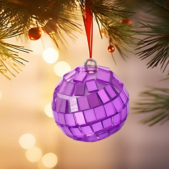 Christmas Decorations Christmas Tree Decorations 1.18inch Purple Glass Mirror Disco Balls Christmas Ball Ornaments Lightweight Foam Glass Ornaments for Weddings Bars Home Party Decoration