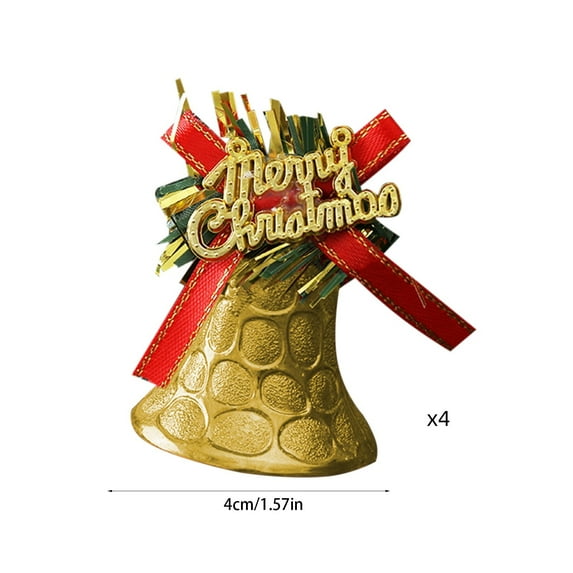 Christmas Decorations, Christmas Tree Ornaments, Hanging Bells Pendants for Holiday Tree, Set of 4 Plastic Decorations in Gold Red Silver, Durable Festive Home Scene Arrangement, 5x4x4cm