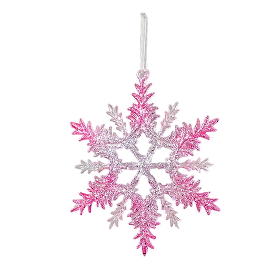 Christmas Decorations Christmas Tree Pendant Snowflakes Flower Garlands and Bowknots Shaped Ornaments Christmas Gifts (Pink Snowflake)
