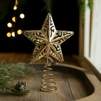 Christmas Decorations Christmas Tree Topper Star Iron Tree Top Star Christmas Tree Golden Five Pointed Star Decoration Window Christmas Decoration Ornaments For Holiday