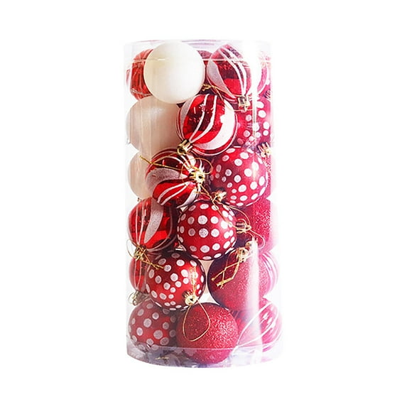 Christmas Decorations 2.36"/30ct Shatterproof Clear Plastic Christmas Ball Ornaments Decorative Xmas Baubles Set with Stuffed Delicate Decorations for Wedding,Thanksgiving,Party(60mm, Red)