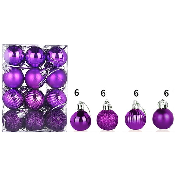 24PCS Christmas Tree Ornament Balls, 1.2 Inches Tree Shatterproof Ornaments With Hanging Loop, Small Christmas Ornaments(Purple)