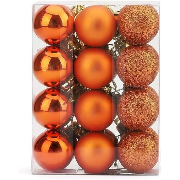 Christmas Decorations Clearance, 24Pcs Christmas Balls Ornaments, 1.18'' Shatterproof Christmas Tree Decorations Ornaments, Christmas Decorations for Indoor Home Holiday Wedding Party Orange