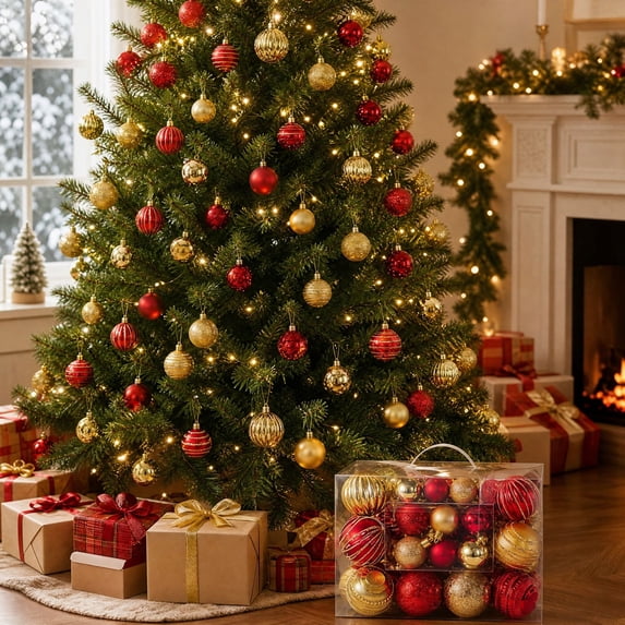 Christmas Decorations Clearance – 50 PCS Christmas Ornaments Set, Shatterproof Christmas Tree Balls Ornaments, Christmas Ball Hanging Decor for Xmas Tree Home Indoor Outdoor Party (Multicolor)