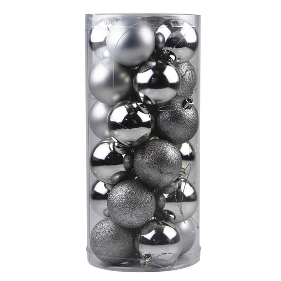 Christmas Decorations Clearance! Christmas Tree Decorations 24Pcs Shatterproof Baubles Balls Party Tree Decorations Hanging Ornament Decor (2.36''/6CM) Silver