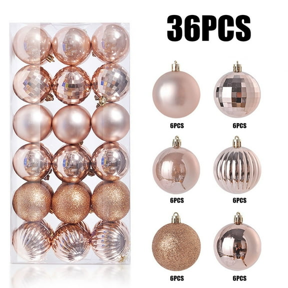 Christmas Decorations Clearance! Christmas Tree Decorations 36Pcs Christmas Xmas Tree Ball Bauble Christmas Hanging Ornaments for Home Party Yard Indoor Outdoor Rose Gold
