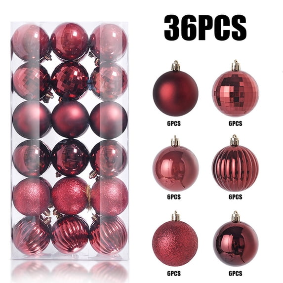 Christmas Decorations Clearance! Christmas Tree Decorations 36Pcs Christmas Xmas Tree Ball Bauble Christmas Hanging Ornaments for Home Party Yard Indoor Outdoor Wine