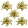 thumbnail image 1 of Christmas Decorations Clearance! Christms Tree Decorations, 5.5'' Artificial Flowers with Clips Christmas Xmas Tree Ornaments for Home Wedding Party Indoor Outdoor Wreath Decor 5PC Gold, 1 of 2