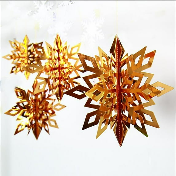 Christmas Decorations Clearance! Home Decor 6Pcs/set Large Cardboard 3D Snowflake Ornaments Set Christmas Gold