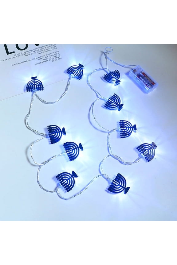 Christmas Decorations KITTEHIGM Hanukkah Nine Candlestick LED String Candlelight Festival Decorative Lantern Battery of The Day Unclaimed Pallets
