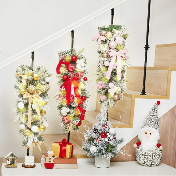 Christmas Decorations Clearance, Light Up Christmas Swag Wreath, Stairway Swag Trim, Hanging Stair Teardrop Swag Garlands, Christmas Wreaths Decoration for Front Door Holiday, 23.6in/2ft
