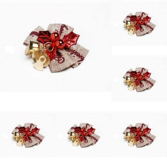 Christmas Decorations Clearance! Party Decorations Christmas Ornaments Christmas Tree Small Pendants Snowflake Bells Bows Treetop Old Man Ornaments Accessories Christmas Decoration Bow*15
