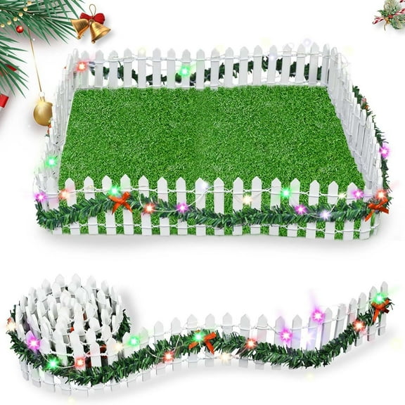 Christmas Decorations Clearance! Party Decorations Mini Christmas Village Fence Garden Fence Party Decoration with Led Lights Aa Fence Set*1 Battery Box and Light String*1