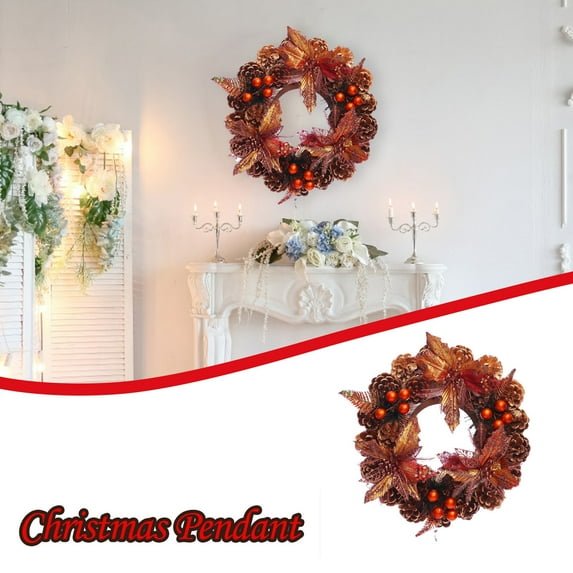 Christmas Decorations Clearance! Wreath Ornament for Christmas Thanksgiving Day Wreath Door Hanging Home Decor Bronze