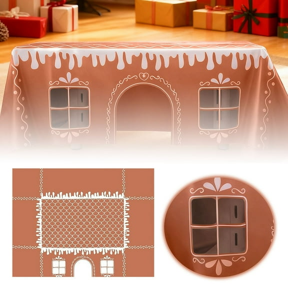 Christmas Decorations, Cloth for Festive Dining and Holiday for Family Gatherings and Celebrations 8ft Table Cover Fitted Table Cover 4ft, Christmas Table Cloth, Home Decor