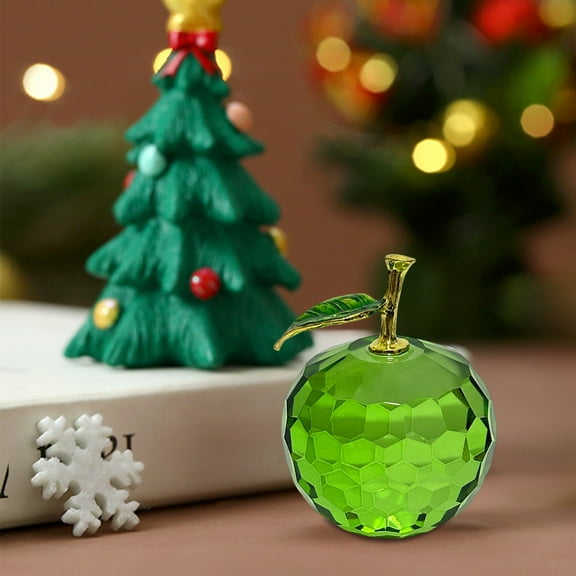 Christmas Decorations Crystal Apple Figurine Handmade Statue Ornament Home Decoration Collectible Crystal Crafts Great Gift For Birthday Holidays Christmas