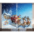 thumbnail image 1 of Ambesonne Christmas Curtains 2 Panel Set, Santa in Sleigh, 108" x 90", Navy Blue, 1 of 2