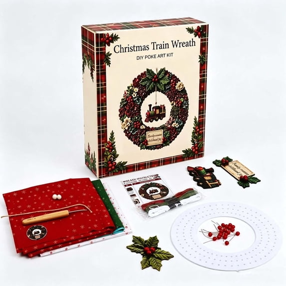 Christmas Decorations,DIY Punch Needle Music Wreath Kit,Three Dimensional Fabric Craft Holiday Wreath Ornament for Door Wall Window Mantel Christmas