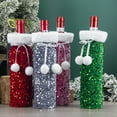 thumbnail image 1 of Christmas Decorations European American Sequined Wine Bottle Bags Plush Wine Cases Gift Bags Hotel Table Decor, Pink Color, 1 of 4
