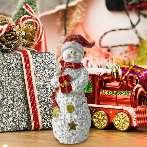 Christmas Decorations, FNYOXU LED Light-Up Snowman Figurines, Christmas Resin Decor for Tabletop, Festive Indoor Fiber Optic Snowman Decorations, Holiday Centerpieces & Winter Decor