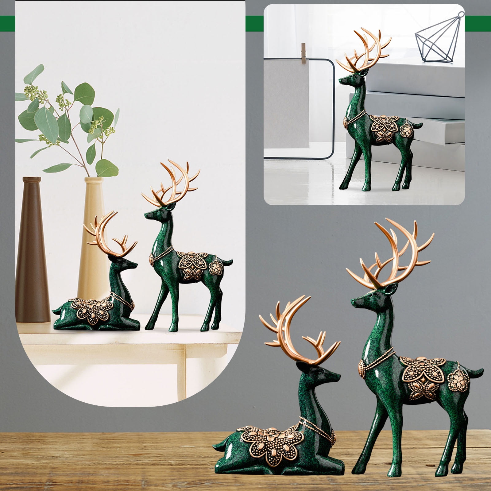 Christmas Decorations For Bedroom 2x Creative Deer Figurines Reindeer