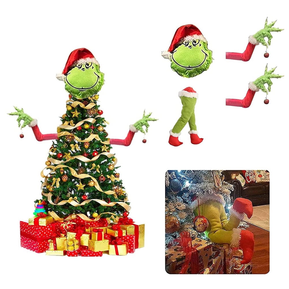 Christmas Decorations Furry Green Arm Ornament Holder Tree Sets