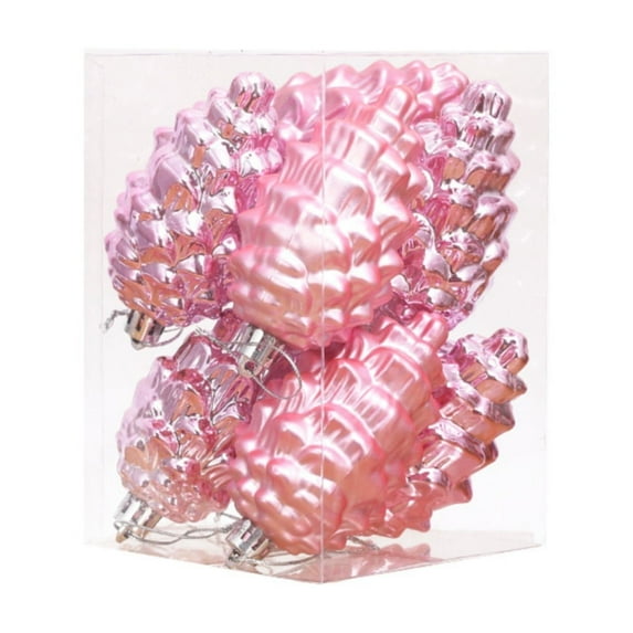 Christmas Decorations and Gift Package Combination Christmas Tree Pendant Set 9cm Plastic Ornaments 8pcs Shiny and Christmas for Festive Holiday Decor/ Christmas Tree Pine Cone Ornaments Pink A
