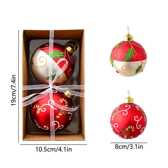 Christmas Decorations, Glass Ornaments, Shiny Hanging Balls for Tree and Window Decor, 2 Pack Glitter Orbs for Festive Holiday Decor Akmoler | Red