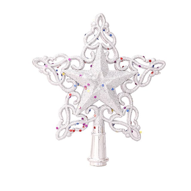 Christmas Decorations Glitter Silver Gold Star Christmas Tree Top