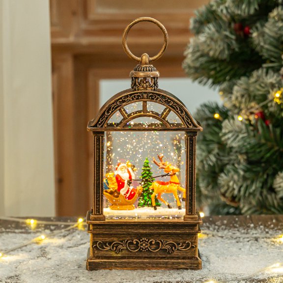 Christmas Decorations Glow Crystal Ball Snow Globe Lamp Portable Snow Falling Light Christmas Gift Festive Table Decor