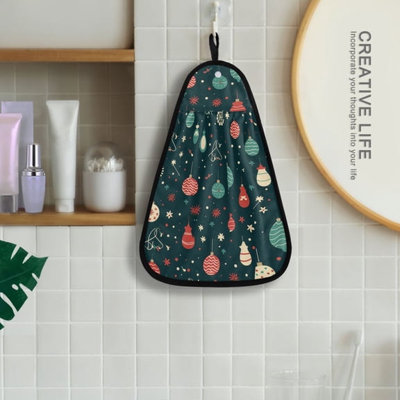 Christmas Decorations Green Hanging Towel Kitchen Hand Towel Bathroom Absorbent Towel Machine Washable Quick Dry Dishcloths