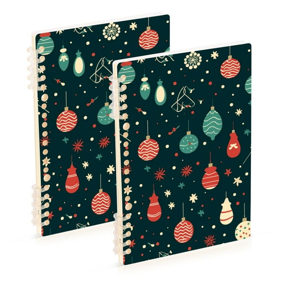 Christmas Decorations Green Ring Binder Notebook Journey Note Diary College Ruled Spiral Notebook Study Loose Leaf Paper A5 60 Pages
