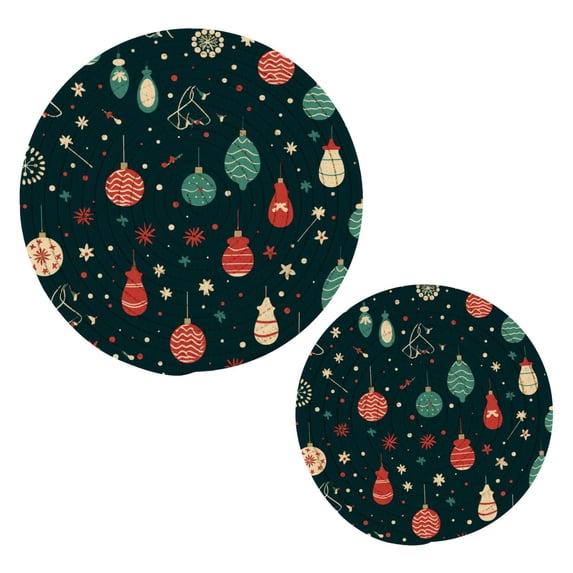 Christmas Decorations Green Trivet Mats Pot Holders Cotton Woven Non-Slip Heat Resistant for Hot Pots Pans Pats for Cooking Baking Set of 2