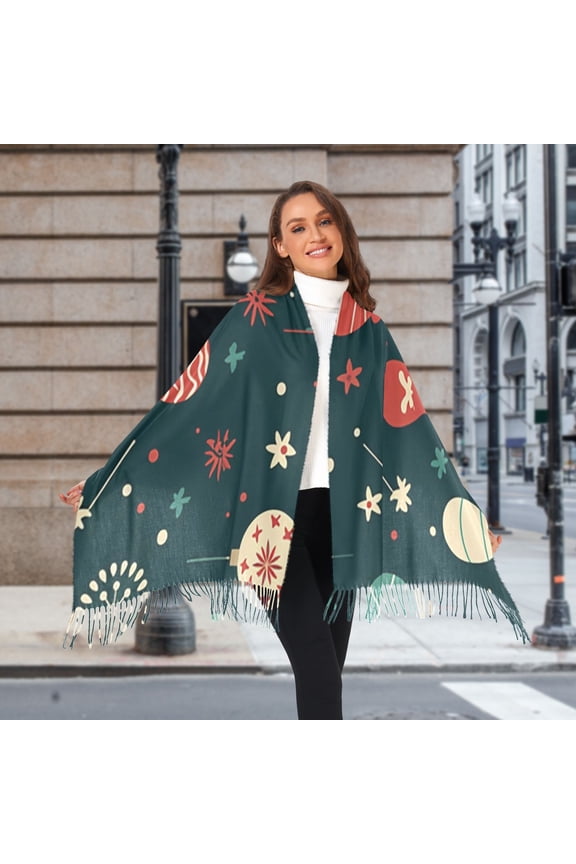 Christmas Decorations Green Winter Scarf for Women Fashion Warm Long Soft Blanket Scarves Gifts