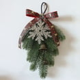 thumbnail image 1 of Christmas Decorations, Greenery Cedar Teardrop With Velvet Ribbon Bow and Wreath for Outdoor Front Door Farmhouse Home Wall Mantle Wooden Beads Garland Icicles Decorations Large, Christmas Hangs, 1 of 4