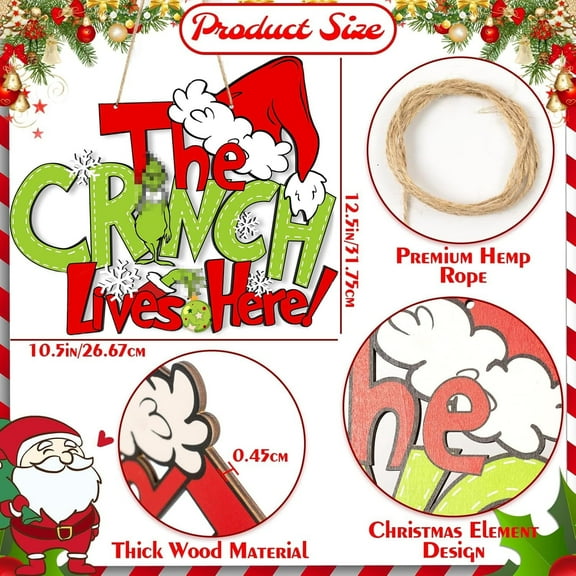 Christmas Decorations Hanging Sign - Christmas Wooden Door Sign Thief Stole Decor for Holiday Xmas Door Wall Tree Decorations Indoor Outdoor