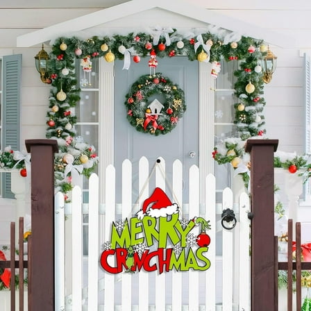 Christmas Decorations Hanging Sign - Merry Christmas Wooden Door Sign Tree Ornaments for Holiday Xmas Door Wall Tree Decorations Indoor Outdoor