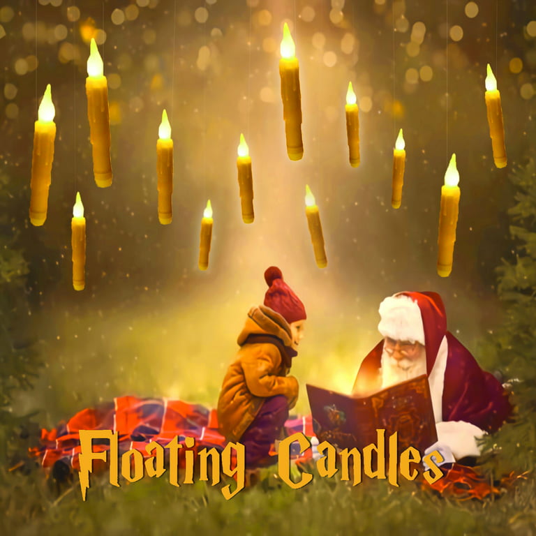 Floating Candles with Wand Control, 12Pcs Hanging Flameless Candles,  Christmas Candles for Christmas Decor Halloween Holiday Party Birthday  Wedding
