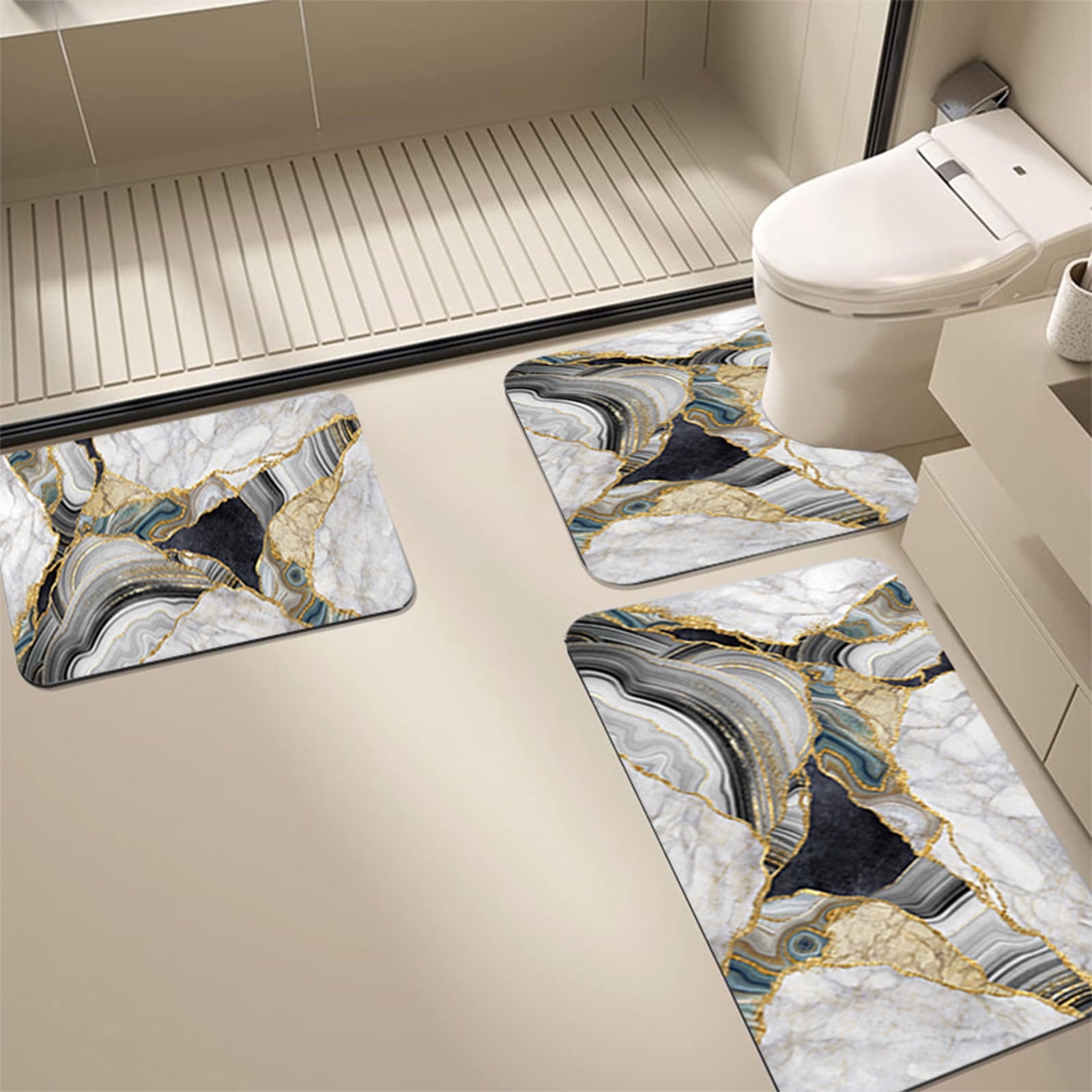 Christmas Decorations Holiday Deals 2024! VOAVEKE Bathroom Non Slip Rugs Set Of 3, Shower Rug ...