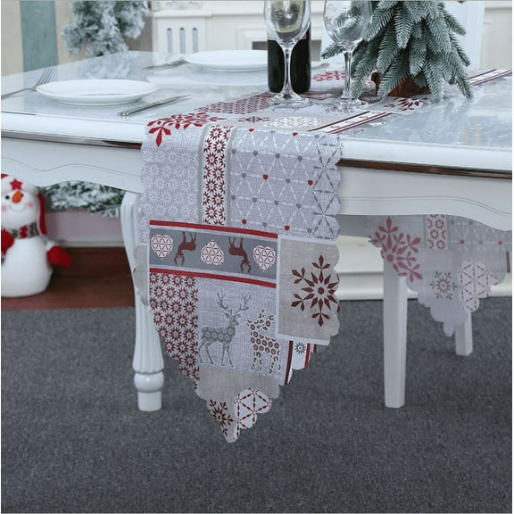 Christmas Decorations,Holiday Decorative Tablerunner 70.86 x 13.77"  Decorative Table Runners for Gifts, Kitchen, Wedding, Restaurant & Camping, Grey Reindeer Floral Print - Thanksgiving/Christmas