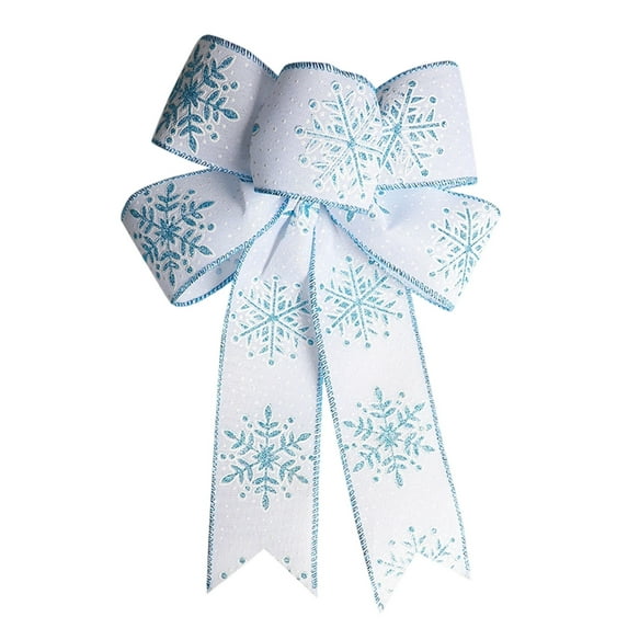 Christmas Decorations, Holiday Ornaments, Reusable Snowflake Bow with Adjustable Hanging Cord, Polyester Material, Colorful Festive Design for Tree, Door, Gift Wrapping, Flame Retardant Safety