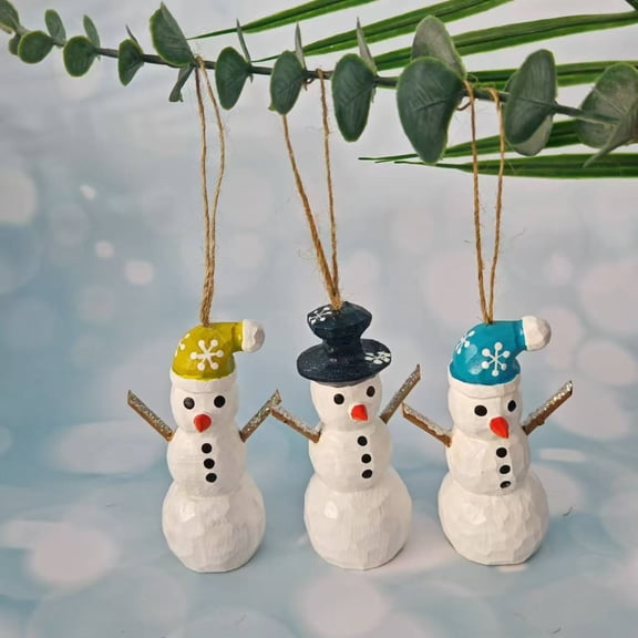 Christmas Decorations for Home Hand Painted Wooden Snowman Figurine Christmas Tree Decorations Handcrafted Christmas Table Decor Holiday Accent for Shelf Mantel Party and Gifting
