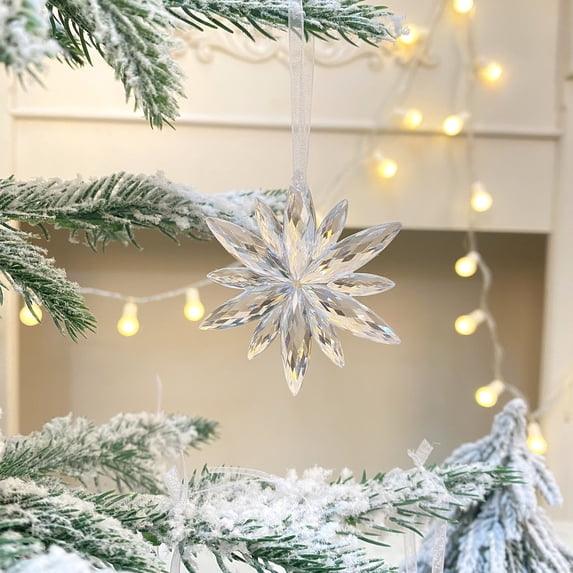 Christmas Decorations Hwkond Christmas Transparent Snowflake Acrylic Pentacle Star Ice Bar Christmas Tree Snowflake Decoration Pendant Up To 30% Off