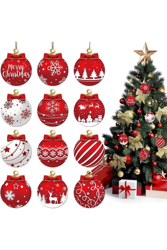 Christmas Decorations Indoor, 12pc Christmas Decoration Wooden Hanging Ornament, Christmas Indoor Decor, S9Multicolor