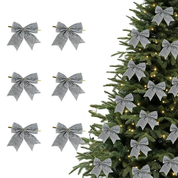 Christmas Decorations Indoor, 6pc Christmas Decorations 9cm Mini Small Christmas Tree Hanging Ornaments, Home Decor Traditional Style-275, Silver, One Size
