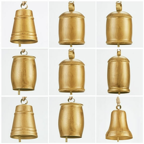Christmas Decorations Indoor Bells, Christmas Brass Cow Shabby Style Metal Hanging Cow Bells Decor Christmas Decorations Rope Bells