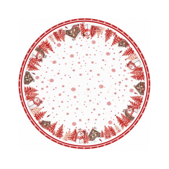 Christmas Decorations Indoor Christmas Round Tablecloth 60 Inch Xmas Red Snowman Tree Snowflake Table Cloth Winter Holiday Table Cover For Home Kitchen Dining Decor