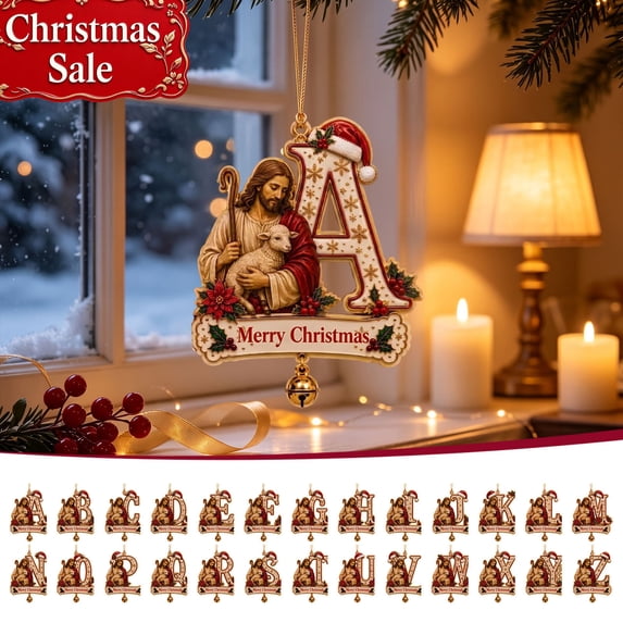 Christmas Decorations Indoor Clearance - 1PC Christmas C Letter Ornaments with Bells, Shatterproof Acrylic Christmas Tree Ornament Decorations, Winter Hanging Decor for Xmas Tree, Fireplace (C)