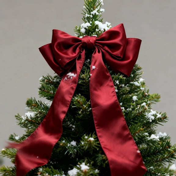 Christmas Decorations Indoor, Easy-to-Use Burgundy Jumbo Satin Christmas Tree Topper Bow, 22"x56" 4.6 Ft Giant Bows for Tree Window Wall Mantle Home Party Valentines Xmas