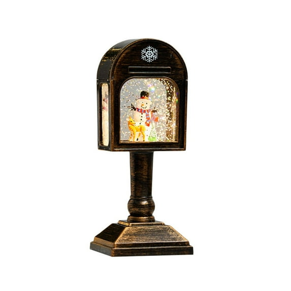 Christmas Decorations Indoor - Musical mailbox lamp ,Santa Christmas Tree Lighted Scene Snow Globes Lantern USB or Battery Powered, Vintage Christmas Decor for Home (C)